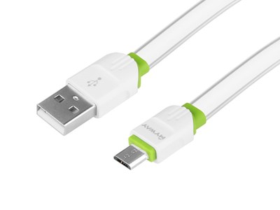 Kabel do ładowania i synchronizacji, silikonowy płaski, 200 cm, USB > micro USB
