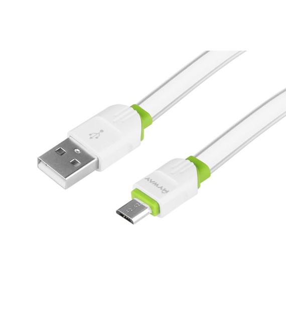 Kabel do ładowania i synchronizacji, silikonowy płaski, 200 cm, USB > micro USB