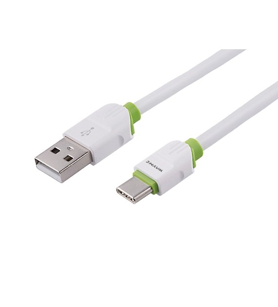 Câble de charge et de synchronisation , plat, en silicone, 200 cm, USB> USB-C