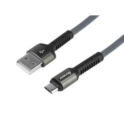 Câble de charge et de synchronisation , tressé en microfibre, 200 cm, USB > micro USB