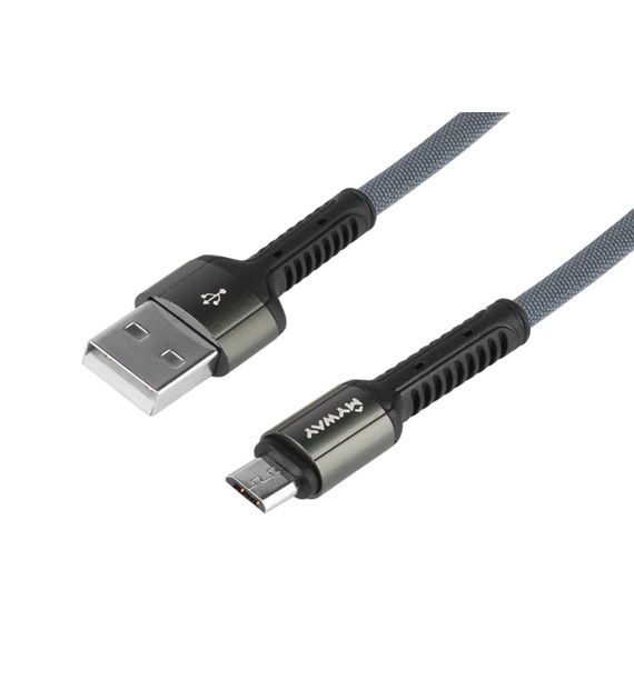 Lade- und Synchronisierungskabel, Mikrofasergeflecht  200 cm, USB > Micro-USB