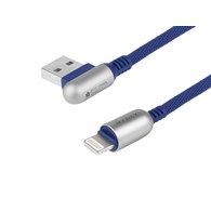 Kabel MAWAY do ładowania i synchronizacji, 120 cm, w oplocie z mikrofibry, dwustronne kątowe USB > Lightning, navy
