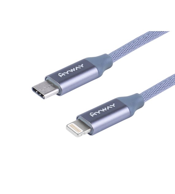 Charging & synchronisation cable , braided microfiber, 120 cm, USB-C> Lightning