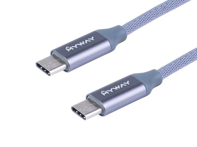Charging & synchronisation cable , braided microfiber, 120 cm, USB-C> USB-C v2.0 max 2.4A