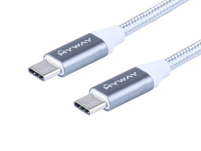 Charging & synchronisation cable , braided microfiber, 120 cm, USB-C> USB-C v3.0 max 3.4A