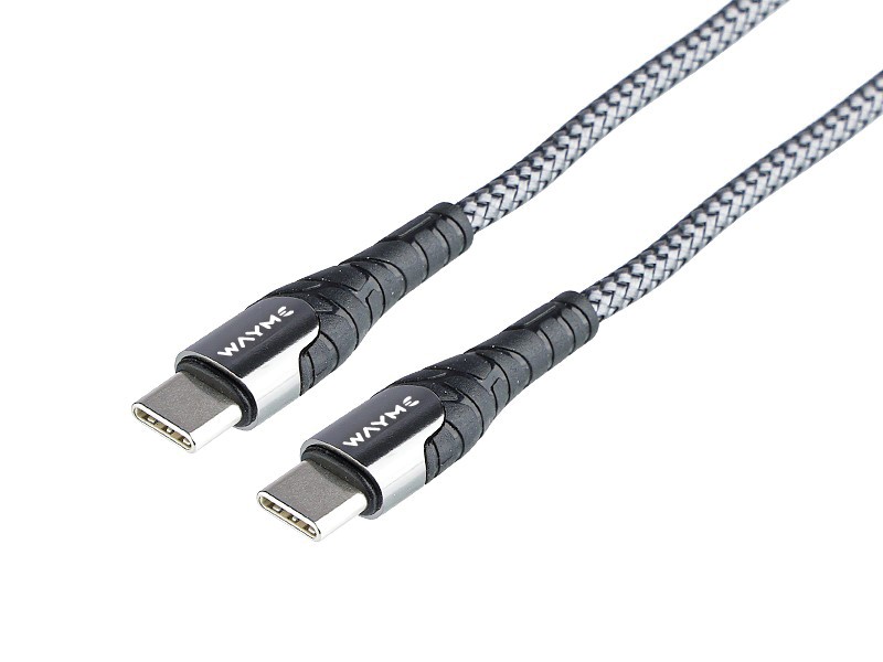 WAYME Charging & synchronisation cable , braided microfiber, 200 cm, USB-C> USB-C PD, max 65W