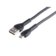 Kabel do ładowania i synchronizacji, w oplocie z mikrofibry, podświetlenie LED, 200 cm, USB > micro USB