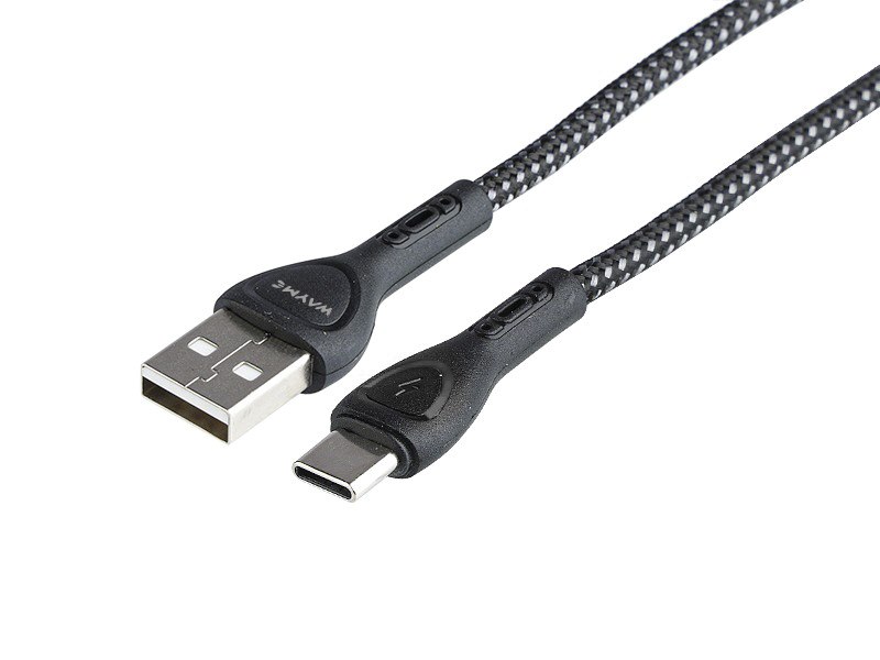 WAYME Charging & synchronisation cable , braided microfiber, LED backlight, 200 cm, USB> USB-C