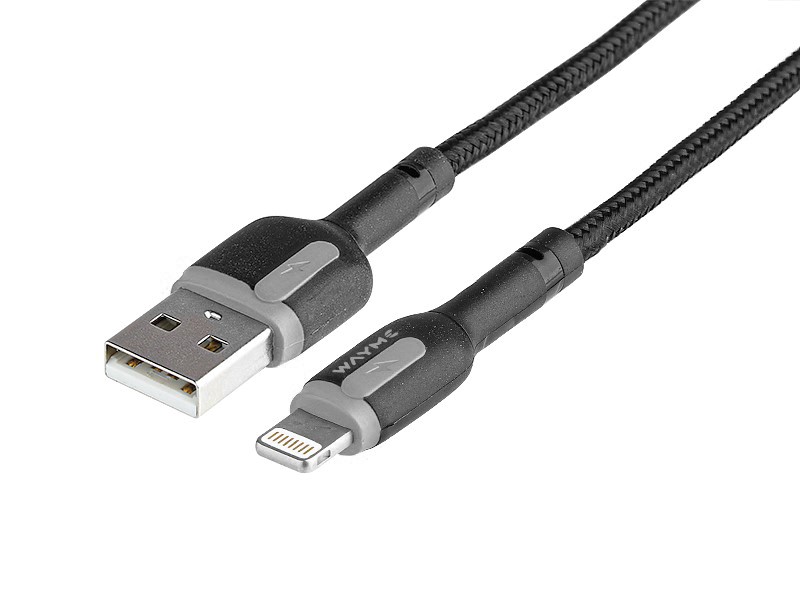 WAYME Charging & synchronisation cable , 100 cm braided microfiber, USB> Lightning