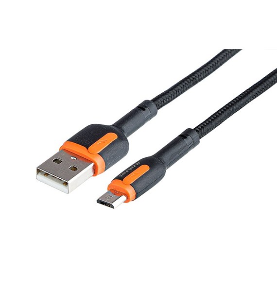 Charging & synchronisation cable , braided microfiber, 100 cm, USB> micro USB