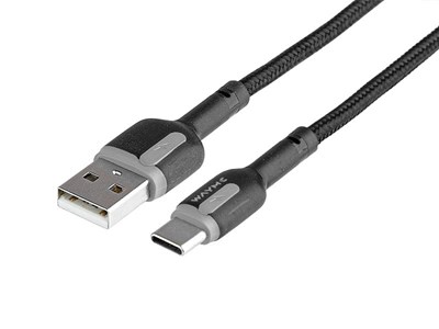Charging & synchronisation cable , 100 cm braided microfiber, USB> USB-C