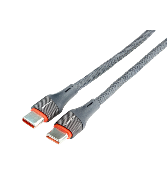 WAYME Câble de charge et de synchronisation, tressé en microfibre, 100 cm, USB-C > USB-C PD, max. 65W