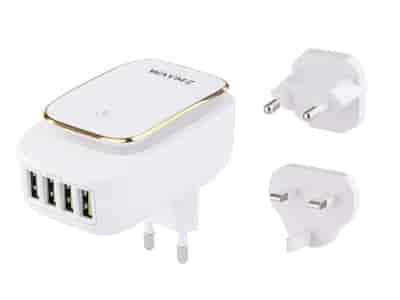 WAYME Ładowarka sieciowa 4x USB 4.4A z dotykową lampką LED + adaptery - wtyczki do gniazd EU, UK i USA