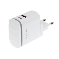 WAYME 25W USB-C PD + QC3.0 mains charger with touch LED lamp + adapters - plugs for EU, UK and US sockets