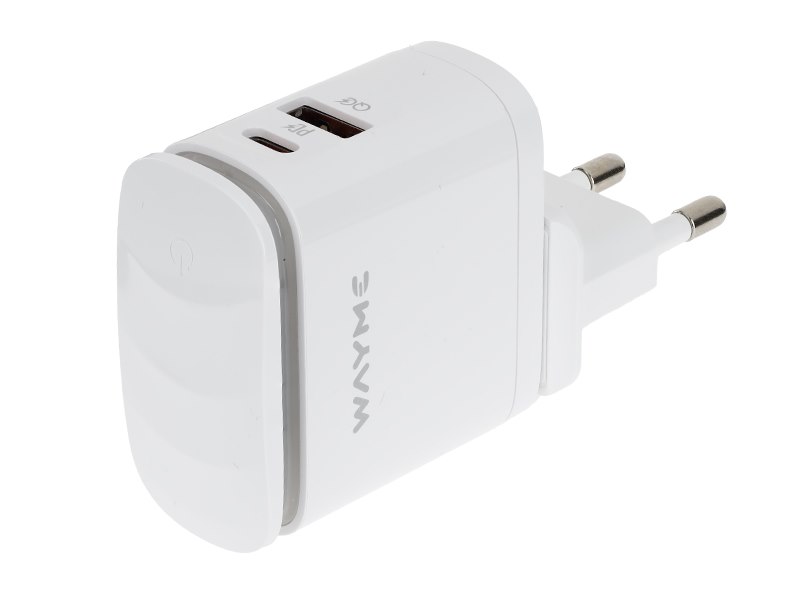 WAYME Ładowarka sieciowa 25W USB-C PD + QC3.0 z dotykową lampką LED + adaptery - wtyczki do gniazd EU, UK i USA