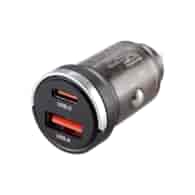 WAYME Ładowarka 12/24V, USB 18W + USB-C PD 33W, z pierścieniem, przezroczysta czarna