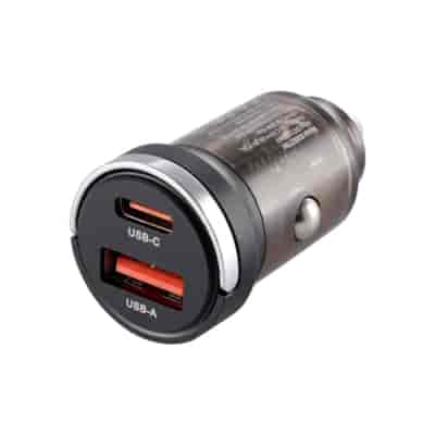 WAYME Ladegerät 12/24V, USB 18W + USB-C PD 33W, mit Ring, transparent schwarz
