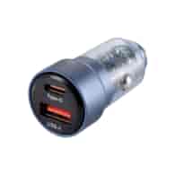 WAYME Ładowarka 12/24V, USB 30W + USB-C PD 45W, przezroczysta niebieska