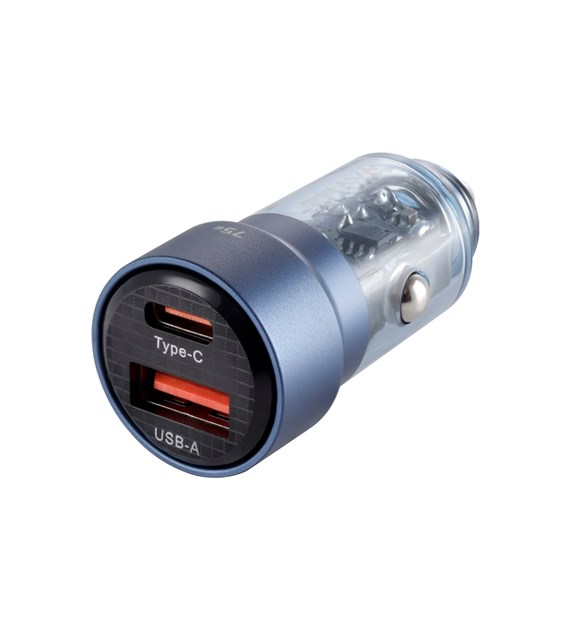 WAYME Charger 12/24V, USB 30W + USB-C PD 45W, transparent blue