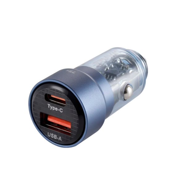 WAYME Charger 12/24V, USB 30W + USB-C PD 45W, transparent blue