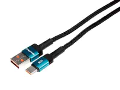 WAYME Microfiber braided charging and sync cable, 100cm, USB > USB-C, Max 100W, turquoise