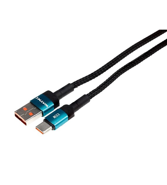 WAYME Câble de charge et de synchronisation, tressé en microfibre, 100 cm, USB > USB-C, max 100W, turquoise