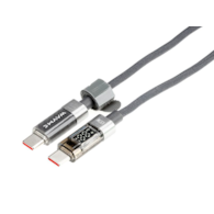 WAYME Kabel do ładowania i synchronizacji, w oplocie z mikrofibry, 100 cm, USB-C > USB-C, max 100W z wyświetlaczem, szary