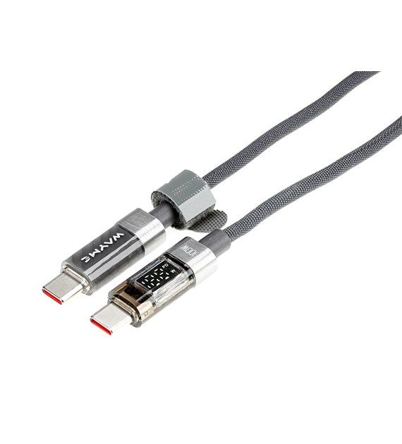 WAYME Lade- und Synchronisationskabel, Mikrofasergeflecht, 100 cm, USB-C > USB-C, max. 100 W mit Display, grau