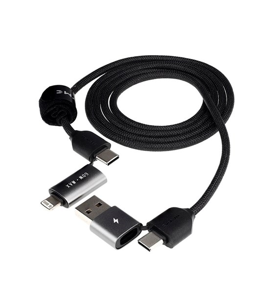 WAYME Kabel do ładowania i synchronizacji, w oplocie z mikrofibry, 100 cm (4w1) USB / C > USB-C / Lightning, max 60W