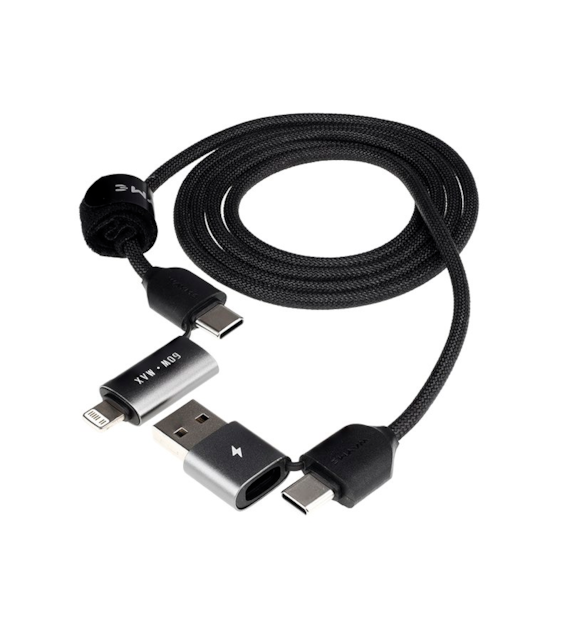 WAYME Kabel do ładowania i synchronizacji, w oplocie z mikrofibry, 100 cm (4w1) USB / C > USB-C / Lightning, max 60W