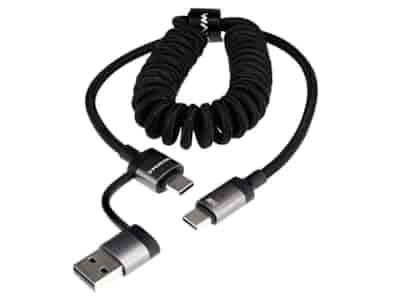 WAYME Kabel do ładowania i synchronizacji, w oplocie z mikrofibry, spiralny, 50 - 150 cm, USB / C > USB-C, max 60W