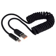 WAYME Kabel do ładowania i synchronizacji, w oplocie z mikrofibry, spiralny, 50 - 180 cm, USB > USB-C, max 100W, czarny