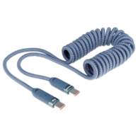 WAYME Kabel do ładowania i synchronizacji, w oplocie z mikrofibry, spiralny, 50 - 180 cm, USB-C > USB-C, max 100W, niebieski