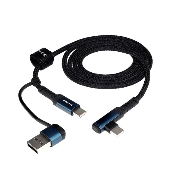 WAYME Câble de charge et de synchronisation, tressé en microfibre, 100 cm, USB/C > USB-C 90°, max 60W