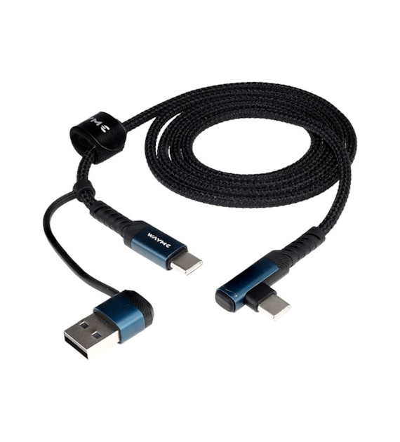 WAYME Kabel do ładowania i synchronizacji, w oplocie z mikrofibry, 100 cm, USB / C > USB-C 90°, max 60W
