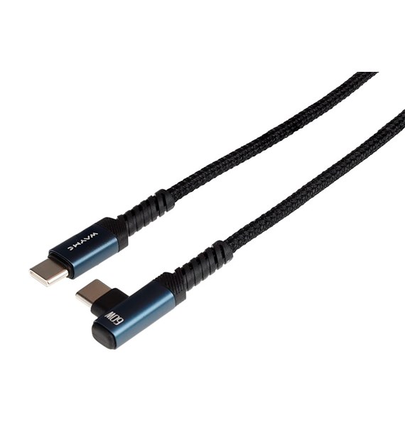 WAYME Câble de charge et de synchronisation, tresse microfibre, 100 cm, USB-C > USB-C 90°, max 60W