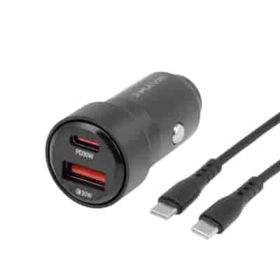 WAYME Charger 12/24V, USB 30W + USB-C PD 30W + USB-C > USB-C 100 cm cable, max 60W