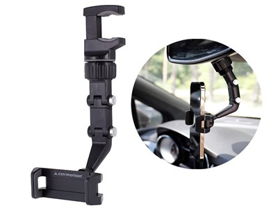 Phone holder to be fixed to the rear view mirror