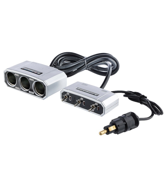 3-socket DIN splitter with switches on cable
