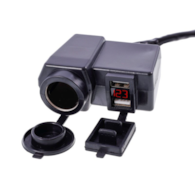 Motorcycle charger 2xUSB 4.2A with voltmeter and EURO cigarette lighter socket