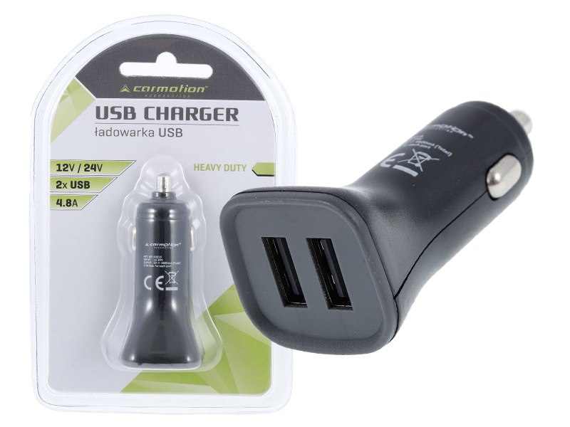 Charger 2x USB , 4.8A, for 12/24V cigarette lighter