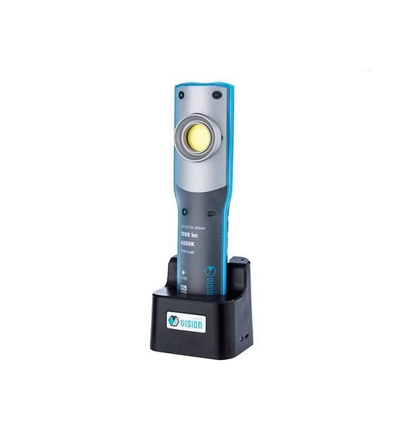 Workshop lamp 10W COB LED 1000 lm + 3W LED UV 395nm, rechargeable, IK08, IP54, with clip and magnet
