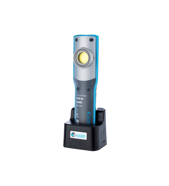 Lampa warsztatowa 10W COB LED 1000 lm + 3W LED UV 395 nm, akumulatorowa, IK08, IP54, z zaczepem i magnesem