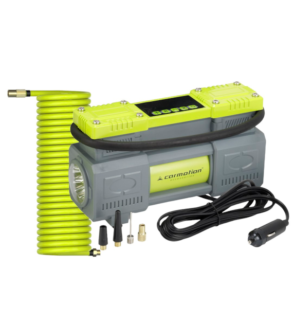 12V double piston air compressor, 10 BAR, automatic, 4 adapters