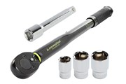 Torque wrench 28-210 Nm, 1/2  + sockets 17, 19 and 21 mm + extension 125 mm, calibration certificate