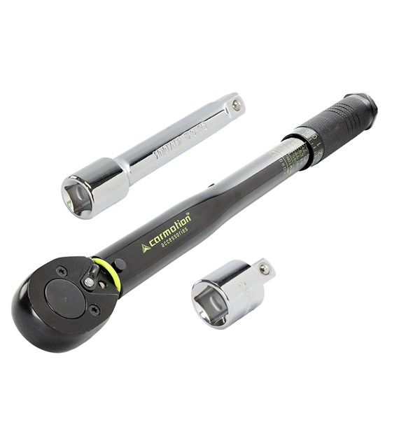 Torque wrench 28-210 Nm, 1/2  + adapter 1/2  > 3/8  + extension 125 mm, calibration certificate