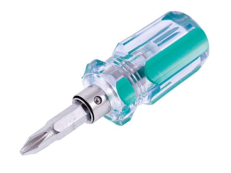 Double-sided screwdriver, short, flat + crosshead
