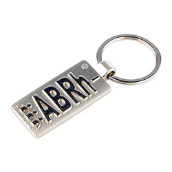 Metal key ring with blood group symbol ABRh-