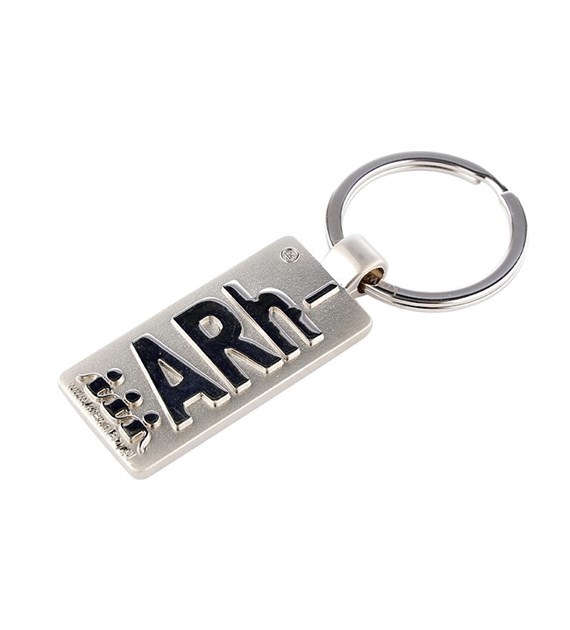 Schlüsselanhänger aus Metall mit dem Blutgruppensymbol ARh-