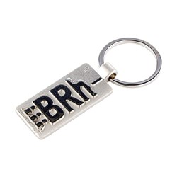 Metal key ring with blood group symbol BRh-